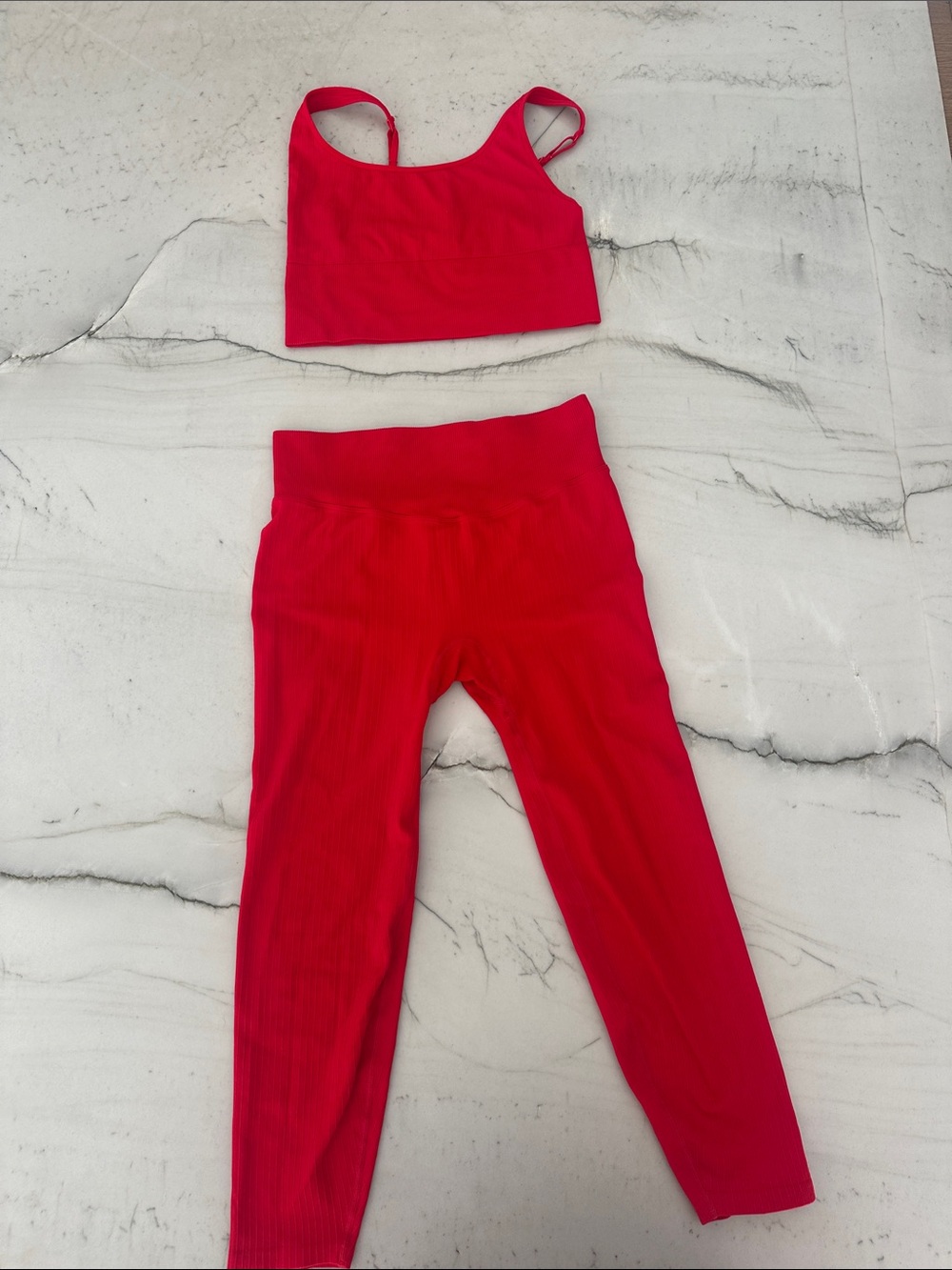PINK Victoria's Secret Bright Red Kids' Leggings and Crop Top Set
